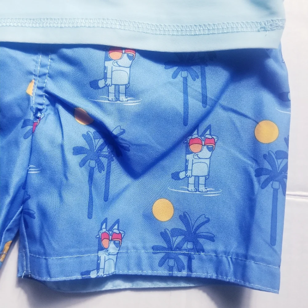 NWT BLUEY KIDS SWIM LONG SLEEVE SHIRT AND SHORT SET 50+ UPF SIZE 3T